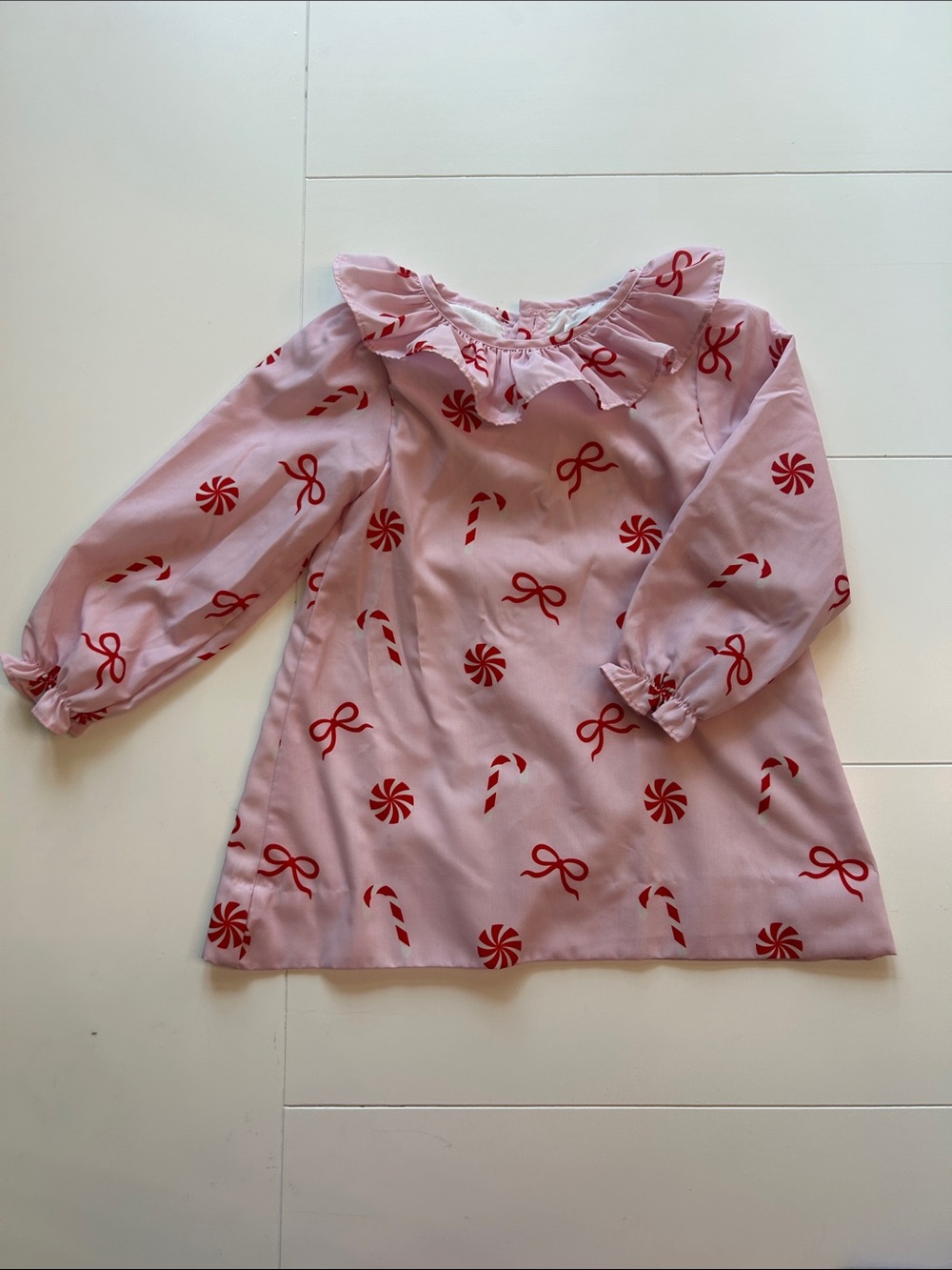 Cecil and Lou Girls Pink Christmas Print Ruffle Collar Tunic/Shirt
